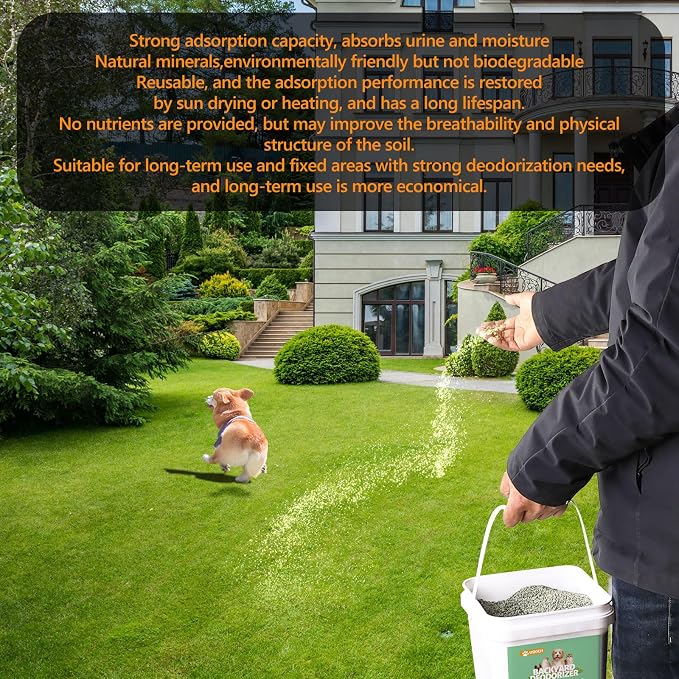 Backyard Deodorizer,10 lbs Yard Odor Eliminator,Eliminates Stool and Urine Odor on Potty Patches,Artificial Turf,Grass,Lawns,Patios,Concrete&Playgrounds-Cat Litter Box Odor Eliminator & Freshener