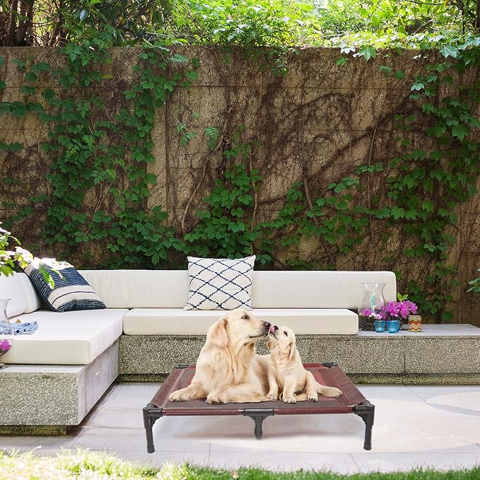 Elevated Dog Bed Waterproof Outdoor, Portable Raised Dog Beds, Dog cots Off the Floor, Dog Beds Easy Clean Indoor or Outdoor Use, Medium, Red