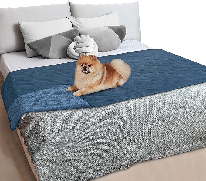 PetAmi Waterproof Couch Cover for Dogs, Reversible Furniture Cover Sofa Protector for Pet Cat Bed, Washable Blanket Dog Cover for Couch Seat, 52x82 Blue