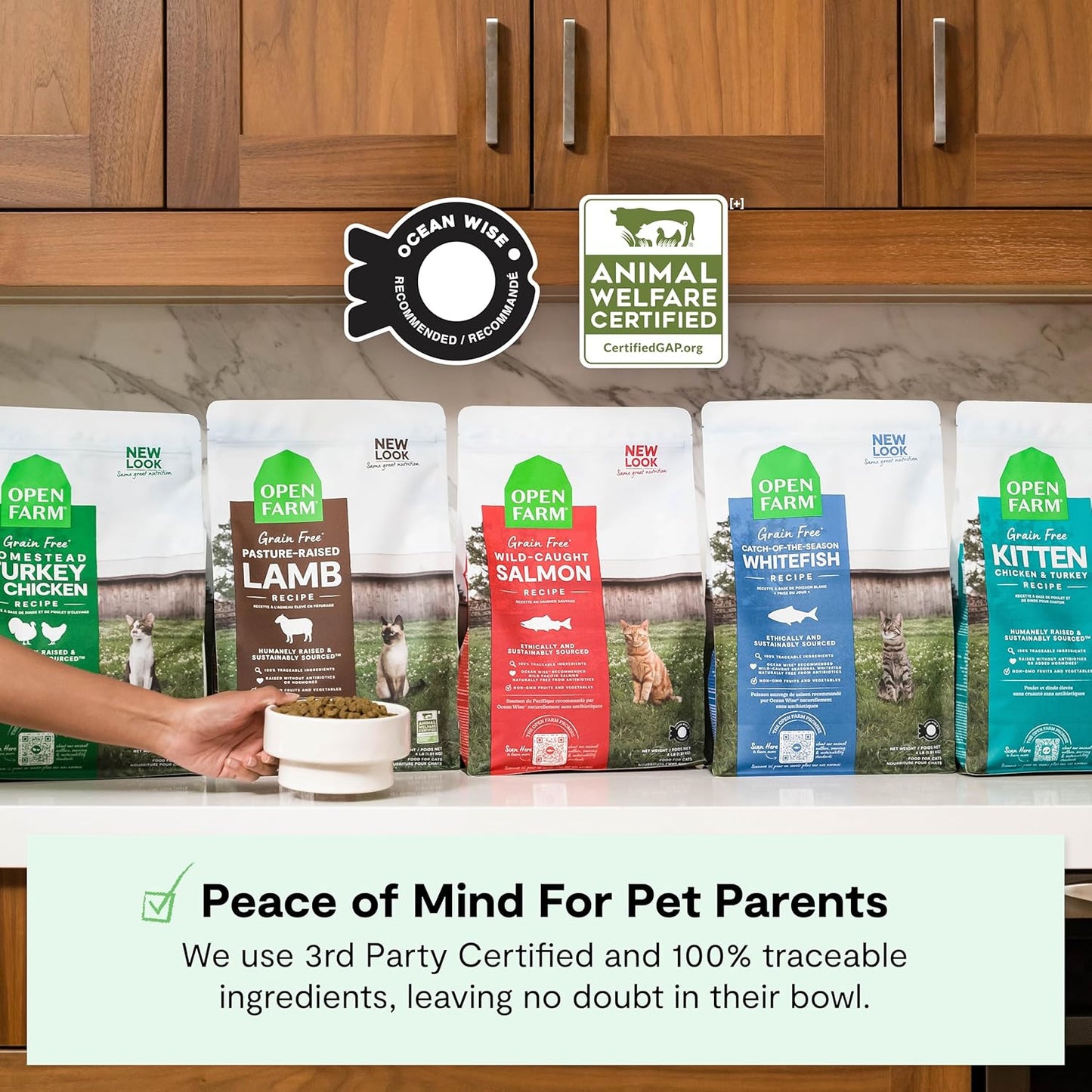 Open Farm, Grain Free Dry Cat Food, High-Protein Kibble for a Complete & Balanced Diet, Non-GMO Fruits & Vegetables, Prebiotic Fibers to Support Digestion, Wild-Caught Salmon Recipe, 4lb Bag