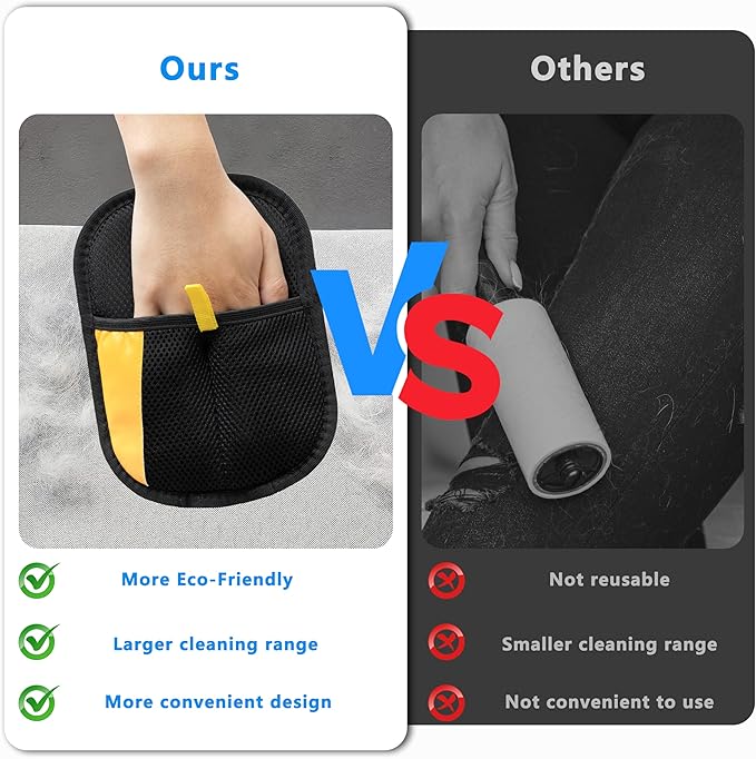 Maiiu Electrostatic Pet Hair Removal Gloves, Reusable Pet Hair Remover Gloves for Cats & Dogs, Washable Cat Hair Removal Gloves, Upgraded Dog Hair Removal Tool, Cat & Dog Grooming Glove. (Black)