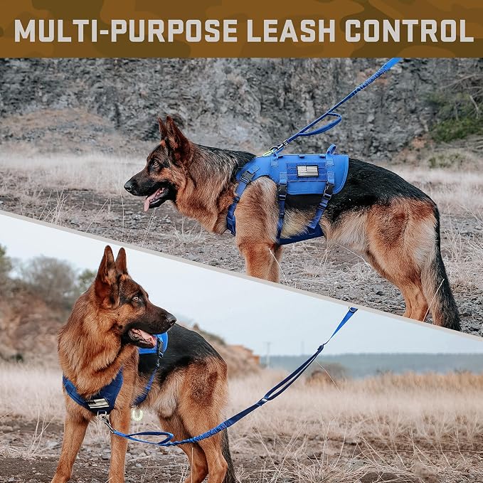 Forestpaw Tactical Dog Harness Pouches and Patches Set,S,Blue | Adjustable Fits 17-25" Chest,20-35 lbs,No Pull Military Style Service Dog Vest for Daily Walking Training,Medium Dogs
