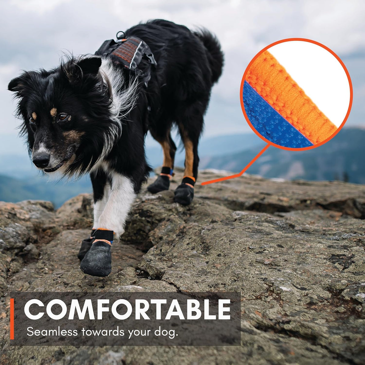 Non-stop dogwear Protector Booties, 4-Pack of Dog Booties for Hot Pavement and Rough Surfaces with Anti-Slip, Waterproof and Comfortable for Large Dogs