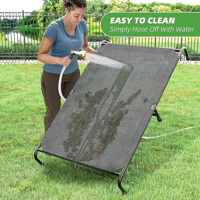 Simple Trending Outdoor Elevated Dog Bed, Cooling Raised Dog Cots, Black | Pet Bed for Extra Large Dogs, Waterproof Cover, Breathable Mesh, Non-Slip Feet, Indoor or Outdoor Use, 60.25" x 37.25"
