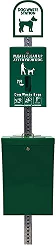 Zero Waste USA - The Gladiator® MittN Bag™ Dog Waste Station - Gloss Green | Premium station with locking 11-gallon sealed-chute can, 400 MittN Bag™ header bags & 10-year warranty
