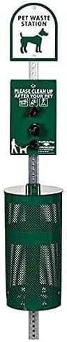 ZERO WASTE USA - Rust Proof Aluminum Dog Waste Station for Roll Bags (Most Popular Bags) - Free 400 Waste Bags & 25 can Liners - Over 500k Sold in USA (Gloss Green)