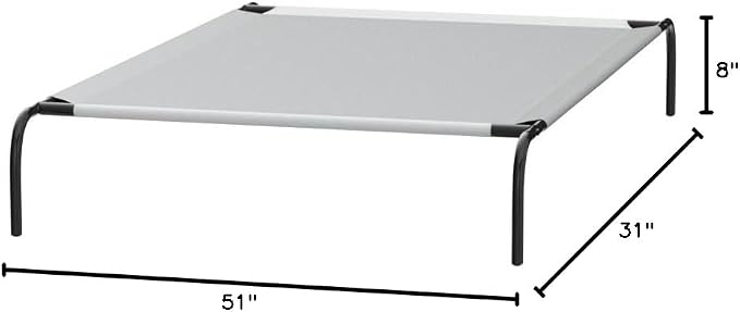 Amazon Basics Cooling Breathable Elevated Dog Bed with Metal Frame for Large Dogs, 51" x 31" x 8", Grey