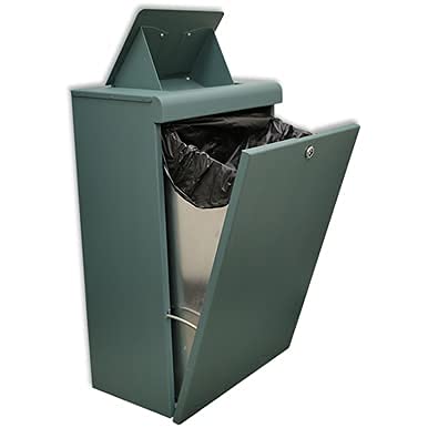 Zero Waste USA Ultimate Dog Waste Station, Matte Green Aluminum Trash Can, 10 Gallon Capacity