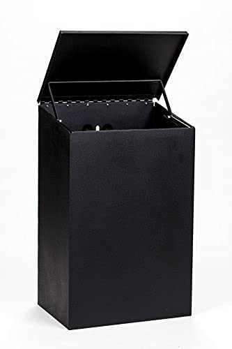 ZERO WASTE USA Square Aluminum Trash Can, 10 Gallon Capacity, Matte Black, 18" x 18"