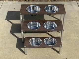 Raised Pet Bowls for Cats and Dogs, Outdoor Elevated Dog Cat Food and Water Bowls Stand Feeder on Aluminum Legs with 2 Stainless Steel Bowls Sizes for Small Medium and Large Dogs. - Small (Tosca)