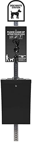 Zero Waste USA - The Gladiator® Dog Waste Station - Matte Black | Locking 11-gallon sealed-chute can, rust-proof aluminum, 400 bags, 25 liners, commercial-grade, 10-year warranty
