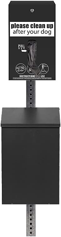 Standard Low Profile Dog Waste Station / EZ_Tie Hanging Bag System_Square Can(Matte Black)