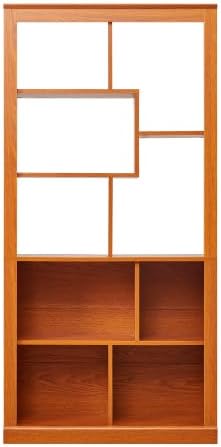 5 Tier Bookshelf with Open Back Storage - Modern Wood Bookcase Furniture Organizer - Cube Modular Shelving Unit Display Case for Living Room, Dark Oak