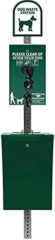 ZERO WASTE USA - The Gladiator® Dog Waste Station - Gloss Green | Locking 11-gallon sealed-chute can, rust-proof aluminum, 400 bags, 25 liners, commercial-grade, 10-year warranty