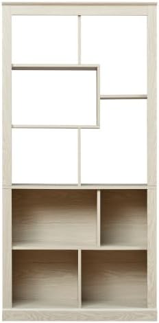 5 Tier Bookshelf with Open Back Storage - Modern Wood Bookcase Furniture Organizer - Cube Modular Shelving Unit Display Case for Living Room, White Oak