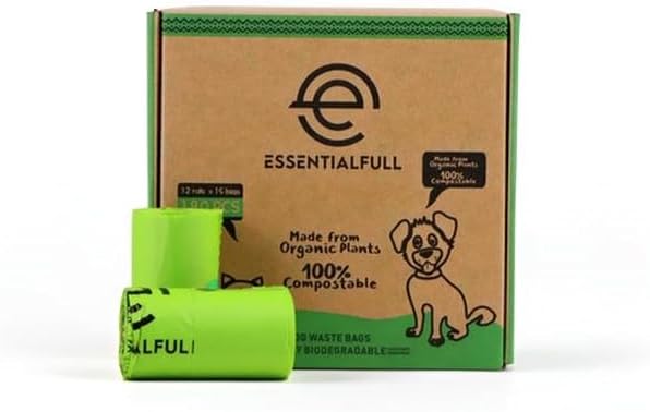 Compostable Dog Poop Bags with Handles 180 Count 12 Rolls Leak Proof and Strong Pet Waste Bags for Cats and Dogs