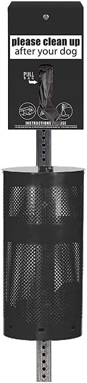 Standard Low Profile Dog Waste Station / EZ_Tie Hanging Bag System (Matte Black)
