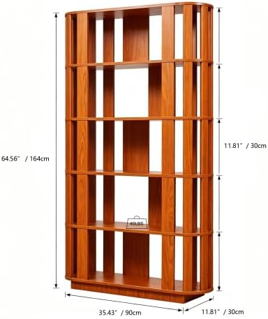 Tall Book Shelf Unit Combo, 5 Layer Storage Shelves Organizer, Modular Open Back Grid Bookcase for Home Office Decor, Dark Oak