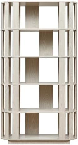Tall Book Shelf Unit Combo, 5 Layer Storage Shelves Organizer, Modular Open Back Grid Bookcase for Home Office Decor, White Oak