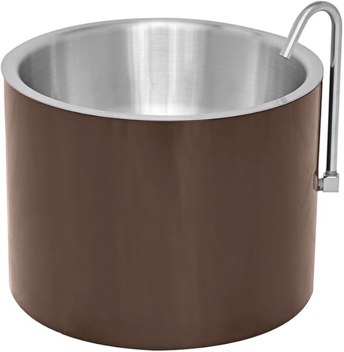 Smart Dog Water Bowl for Outside - Connects to Garden Hose - WiFi App Controlled Timer for Automatic Water Flow - Stainless Steel Outdoor Pet Water Bowl - Large Capacity (Brown)