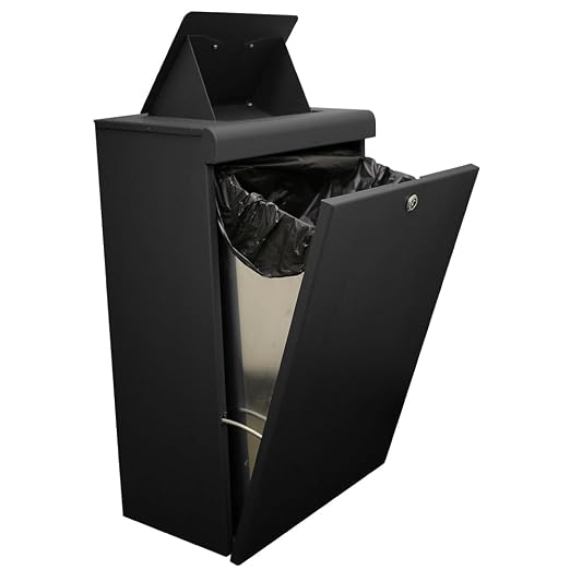 ZERO WASTE USA - Locking Outdoor Pet Waste Can, 11 Gallon - Matte Black | Sealed chute, locking tilt-down door, rust-proof aluminum, 11-gallon capacity, wall or post mount, 10-year warranty