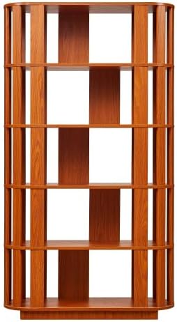 Tall Book Shelf Unit Combo, 5 Layer Storage Shelves Organizer, Modular Open Back Grid Bookcase for Home Office Decor, Dark Oak