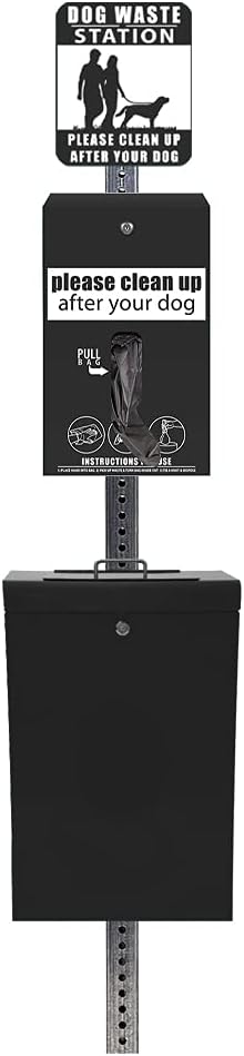 Ultimate™ Dog Waste Station / EZ_Tie Hanging Bag System (Matte Black)