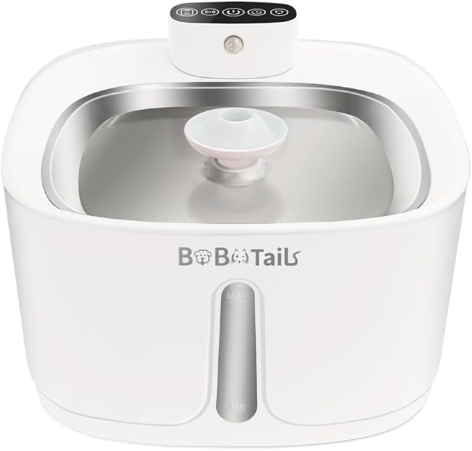 135oz/4L 100% BPA-Free Cat Water Fountain - Quiet Plastic Automatic Pet Drinking Fountain for Cats&Dogs Indoor, Automatic Dog Watering Dispenser Bowl with Watering Level Window and Filter (White)