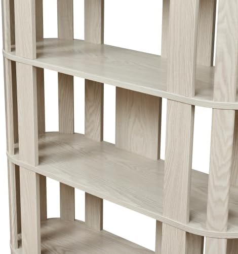 Tall Book Shelf Unit Combo, 5 Layer Storage Shelves Organizer, Modular Open Back Grid Bookcase for Home Office Decor, White Oak