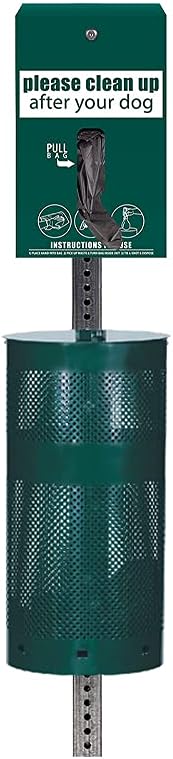 Standard Low Profile Dog Waste Station / EZ_Tie Hanging Bag System (Matte Green)