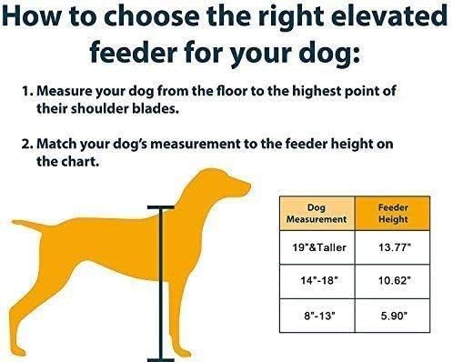 Elevated Dog Bowls Raised Pet Feeder Cat Food Water Diner Stand Set | W/ 2 Removable Stainless Steel Bowls for Medium-Sized Dogs 10.62" in Height Protect Your Pets' Spine