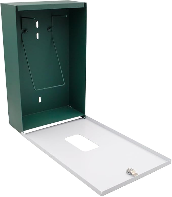 Zero Waste USA - Aluminum Dog Waste Station - Dog House | Matte Green | DISPENSE-ART™ UV printed aluminum station with MittN™ mitten bags, 25% more dispenser storage, commercial outdoor design