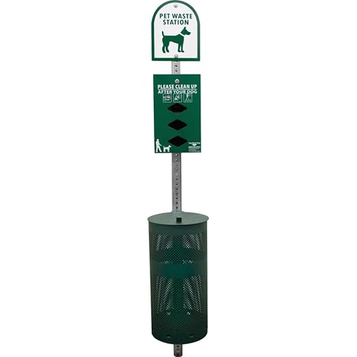 Tatco TCO28000 Dog Waste Station Trash Can, Rust Resistant, Powder Coated Aluminum, Green