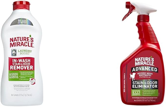 Nature's Miracle Laundry Boost In-Wash Stain & Odor Remover, 32 Oz, Stain and Odor Removing Additive For All Washing Machines & Advanced Stain and Odor Eliminator Dog for Severe Dog Messes 32 Fl Oz