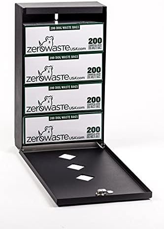 Zero Waste USA - The Gladiator® Dog Waste Station - Matte Black | Locking 11-gallon sealed-chute can, rust-proof aluminum, 400 bags, 25 liners, commercial-grade, 10-year warranty