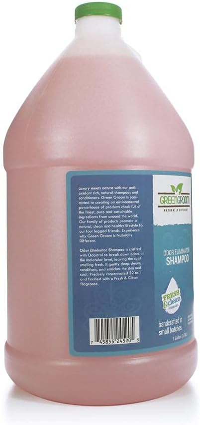 Green Groom Pet Odor Eliminator Dog Shampoo for Smelly Dogs, 1 Gallon, 32:1 | Concentrate Makes 32 Gallons; Odortrol Deodorizing Grooming Wash, Wet Dog Smell Remover, Fresh Scent, Natural Antioxidants
