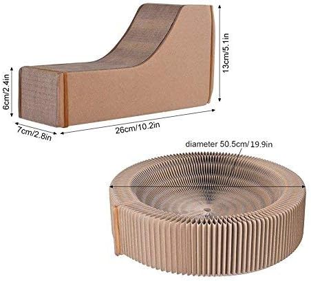 Cat Scratcher Lounge Bed - Collapsible Round Shape for Big Cat, Honeycomb Paper, 20 Inch