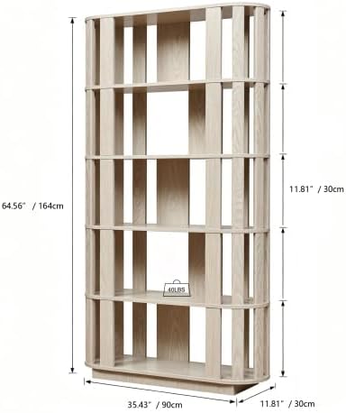 Tall Book Shelf Unit Combo, 5 Layer Storage Shelves Organizer, Modular Open Back Grid Bookcase for Home Office Decor, White Oak