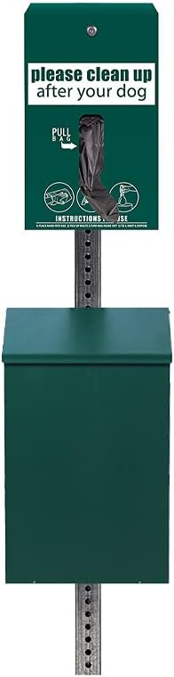 Standard Low Profile Dog Waste Station / EZ_Tie Hanging Bag System_Square Can(Matte Green)