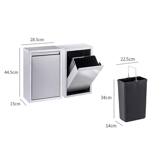 Stainless Steel Wall Mounted Hidden Tilt Out Trash Bin, Embedded Cabinet Waste Container, Perfect for Kitchen or Office Storage, Space-Saving Design for Easy Access