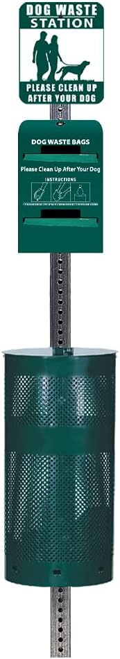 Standard Dog Waste Station / Tie_Handle Roll Bags (Matte Green)