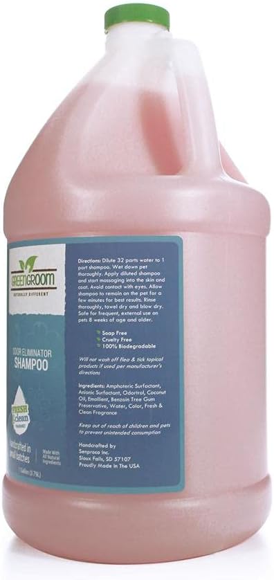 Green Groom Pet Odor Eliminator Dog Shampoo for Smelly Dogs, 1 Gallon, 32:1 | Concentrate Makes 32 Gallons; Odortrol Deodorizing Grooming Wash, Wet Dog Smell Remover, Fresh Scent, Natural Antioxidants