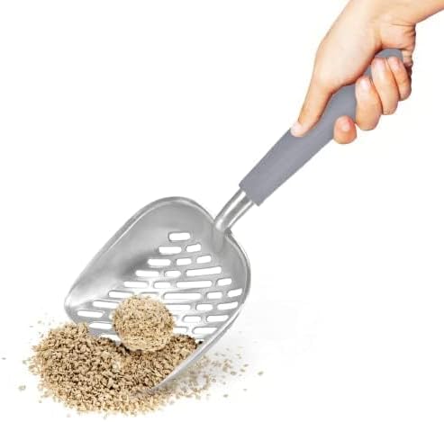 SunGrow Cat Litter Scoop, Life Transforming Cat Scooper, Reduces Hand Fatigue, Saves Clear Litter, Use with Small Litter Type, Makes Scooping Faster and Easier, Gray, 1 pc