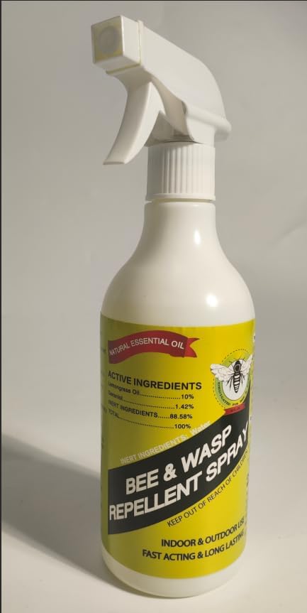 16Oz Wasp & Bee Repellent Outdoor Spray with Natural Essential Oils, Hornet & Yellow Jacket Killer Spray for Indoor & Outdoor Use on Patios, Gardens, and Yards