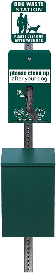 Standard Dog Waste Station / EZ_Tie Hanging Bag System_Square Can(Matte Green)
