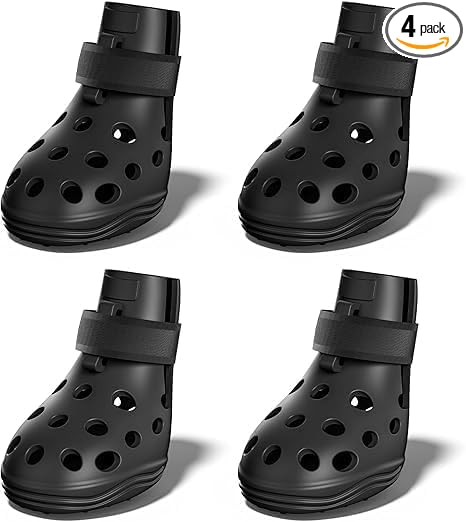 Dog Shoes for Hot Pavement, Breathable Dog Boots Paw Protectors with Adjustable Straps & Non-Slip Sole, Easy On & Off, Waterproof, Easy-Cleaning (Black, XL)