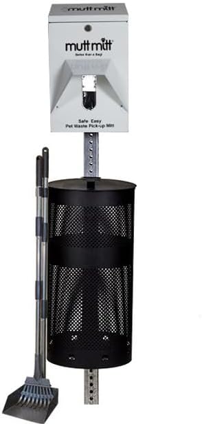 Mutt Mitt® Rustproof Commercial Grade Aluminum Low Profile Dog Waste Station with 400 Dog Waste Bags (No Sign) (White/Black - Singles Bags)