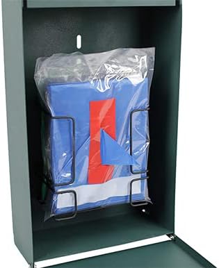 Doggie Walk Bags® Dog Waste Station - Matte Green | Blue Tie-Handle Bags | Rust-proof aluminum station with 10-gallon can, 400 blue tie-handle bags, locking dispenser, 10-year warranty