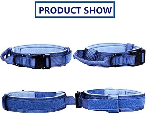Tactical Dog Collar for Large Dogs with Control Handle,Dark Blue,XXL | 1000D Heavy-Duty Nylon Fabric,Quick-Release Metal Buckle,Adjustable Fit,Soft-Padded Webbing,D-Ring,for Training & Hiking