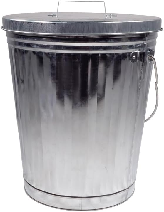 Mytee Products 4 Pack Galvanized Trash Can with Lid Ideal for Trailers - 10 Gallon Steel Mounted Small Outdoor Garbage Can for Home, Office, Bathroom, Kitchen - Fire and Heat Resistant